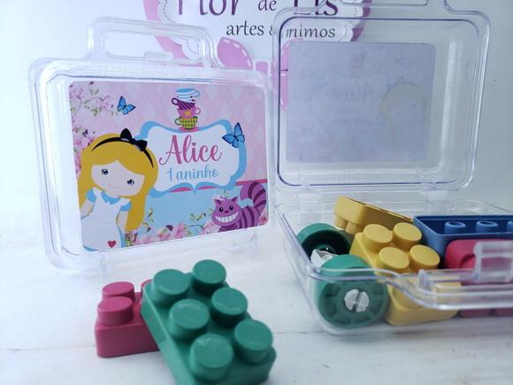 Maletinha Acrílica Personalizada Alice Blocos de Montar