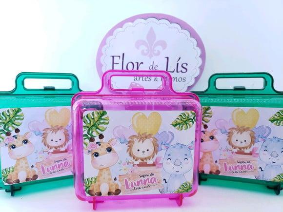Maletinha Acrílica Personalizada Safari Baby Menina