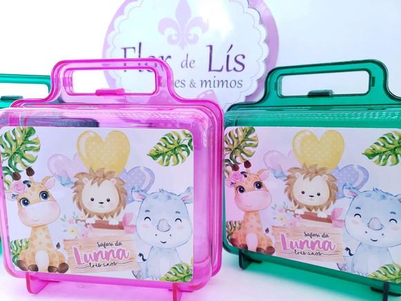 Maletinha Acrílica Personalizada Safari Baby Menina