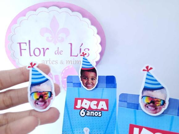 Mini Pregador Rostinho do Bebê Azul com Foto para Caixinha