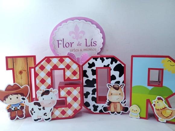 Nome Decorativo Fazendinha Letras 3d para Decoração Mesa