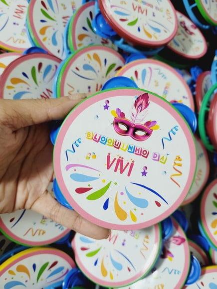 Pandeiro Pequeno de Carnaval Personalizado Festa Bloquinho