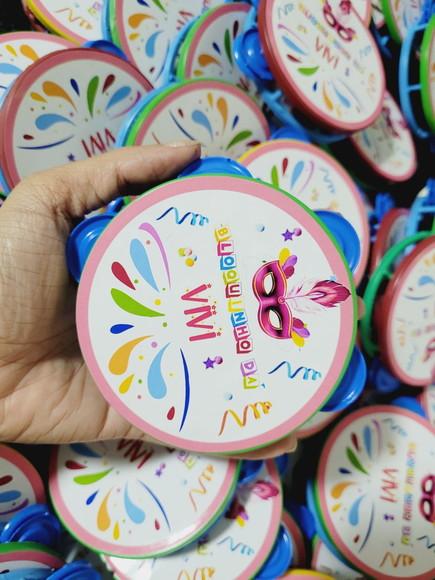 Pandeiro Pequeno de Carnaval Personalizado Festa Bloquinho