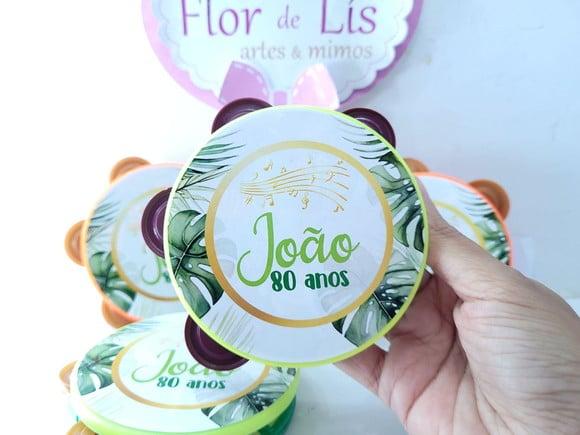 Pandeiro Pequeno Festa Folhagens e Dourado Personalizado