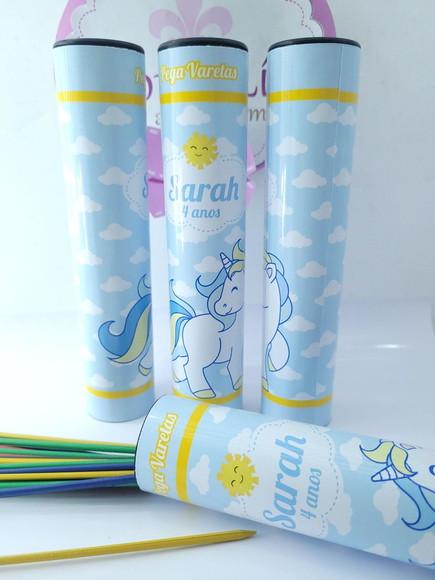 Pega Vareta Personalizado Unicórnio Azul Lembrancinha Menino