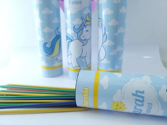 Pega Vareta Personalizado Unicórnio Azul Lembrancinha Menino