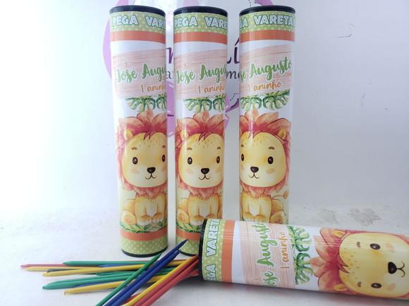 Pega Varetas Personalizado Safari Aquarela Baby Leão