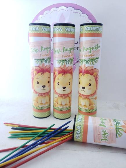 Pega Varetas Personalizado Safari Aquarela Baby Leão
