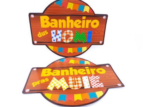 Placa Banheiro 25cm Festa Junina Arraiá Personalizado