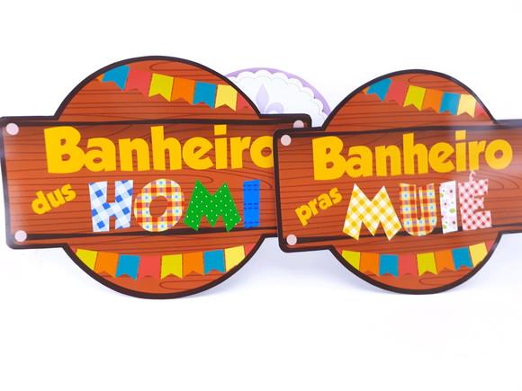 Placa Banheiro 25cm Festa Junina Arraiá Personalizado