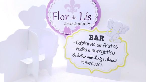 Plaquinha de Identificação Display Elefantinho Chá de Bebê