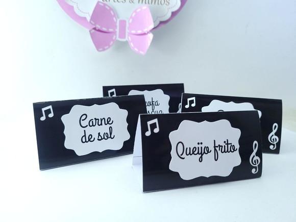 Plaquinhas para Comida Festa Anos 70 e 80 Música