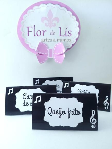 Plaquinhas para Comida Festa Anos 70 e 80 Música