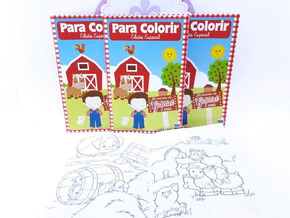 Revistinha Colorir Fazendinha Xadrez Vermelho