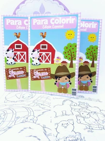 Revistinha de Colorir Fazendinha Rosa Menina Lembrancinha