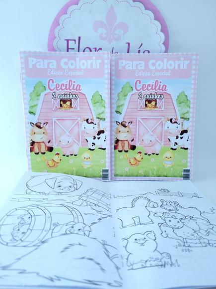 Revistinha para Colorir Fazendinha Rosa Aquarela Livrinho