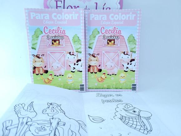 Revistinha para Colorir Fazendinha Rosa Aquarela Livrinho