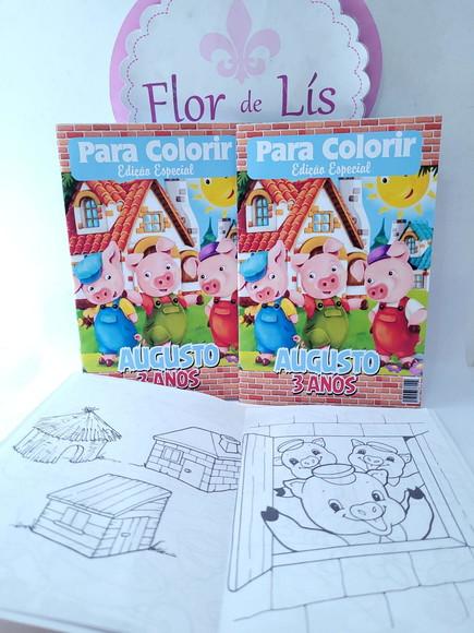 Revistinha para Colorir os Três Porquinhos Lembrancinha