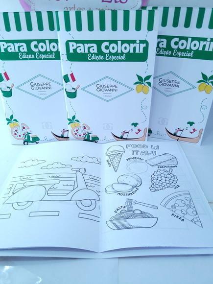Revistinha para Colorir Pizzaria Itália Lembrancinha