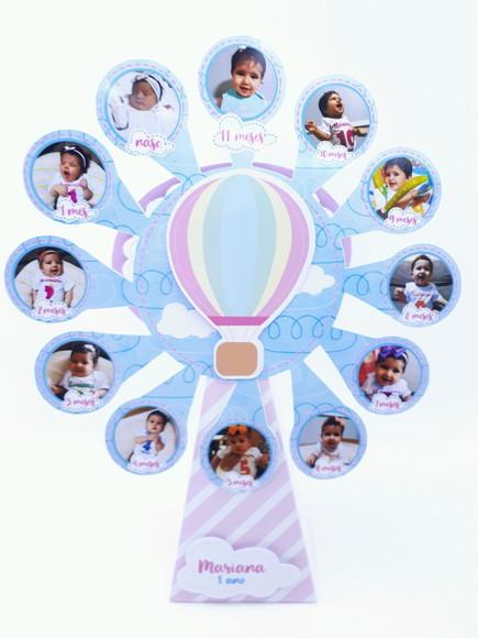 Roda Gigante Balão Rosa Menina Mês a Mês