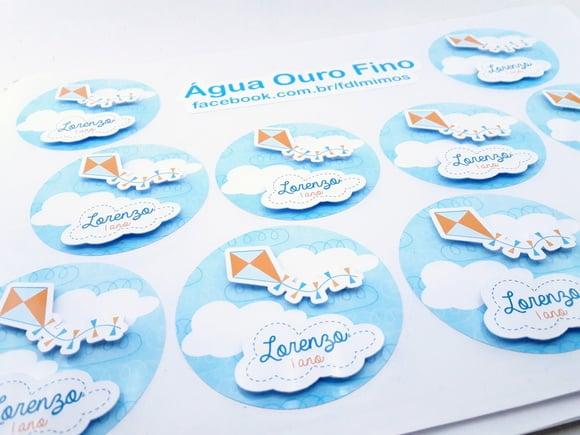 Rótulo Água Ouro Fino Pipas e Cataventos