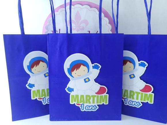 Sacolinha de Papel Astronauta Personalizada 16cm