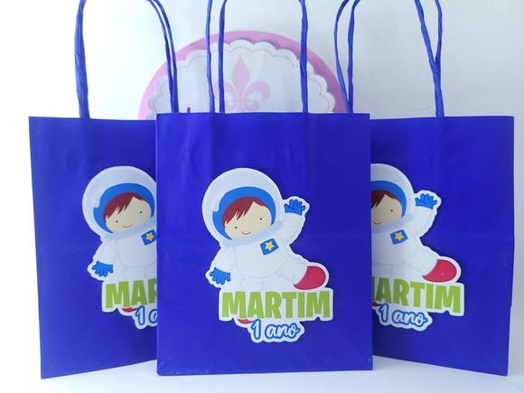 Sacolinha de Papel Astronauta Personalizada 16cm