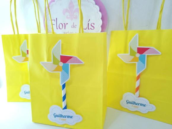 Sacolinha P Personalizada Cataventos o Tempo Voa 16cm