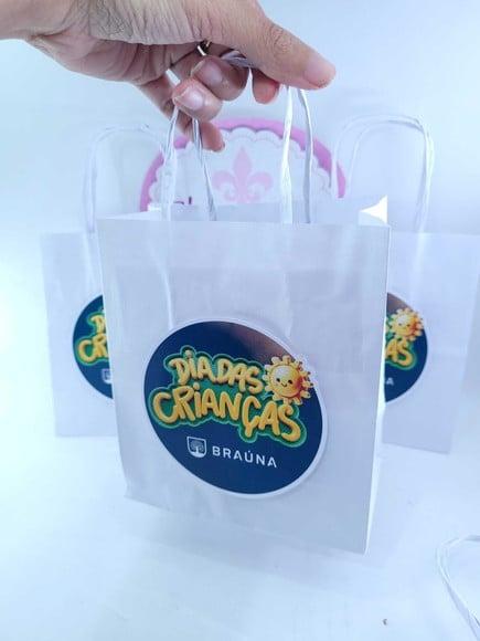 Sacolinha Personalizada P Logo Empresa Dia das Crianças 16cm