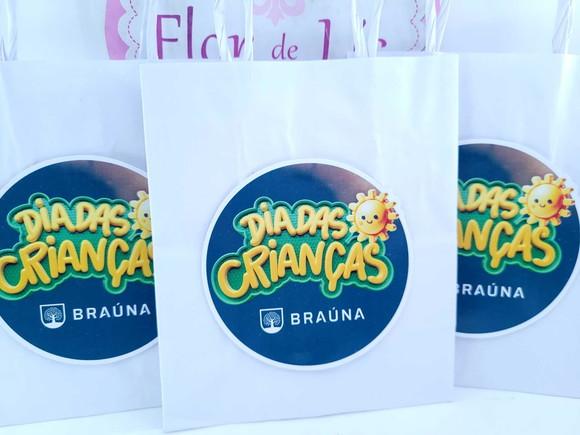 Sacolinha Personalizada P Logo Empresa Dia das Crianças 16cm