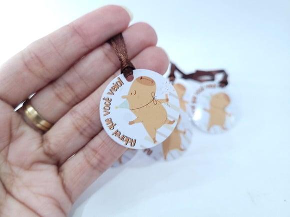 Tag Capivara para Pendurar na Lembrancinha com Fita