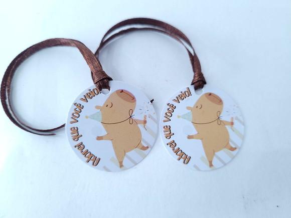 Tag Capivara para Pendurar na Lembrancinha com Fita
