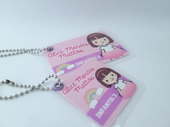 Tag Chaveiro Escolar Menina Mochila e Lancheira Arco Íris