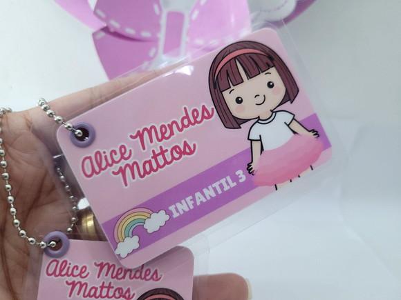 Tag Chaveiro Escolar Menina Mochila e Lancheira Arco Íris