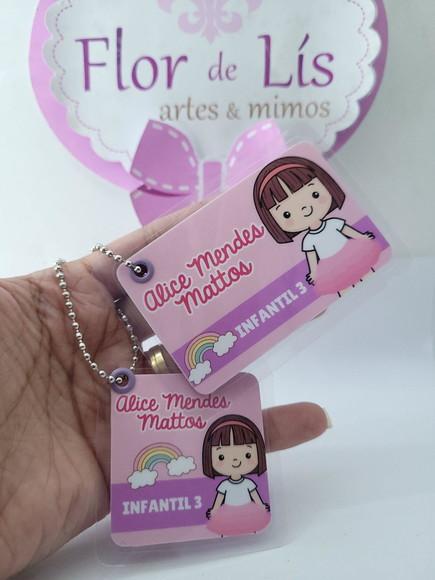Tag Chaveiro Escolar Menina Mochila e Lancheira Arco Íris