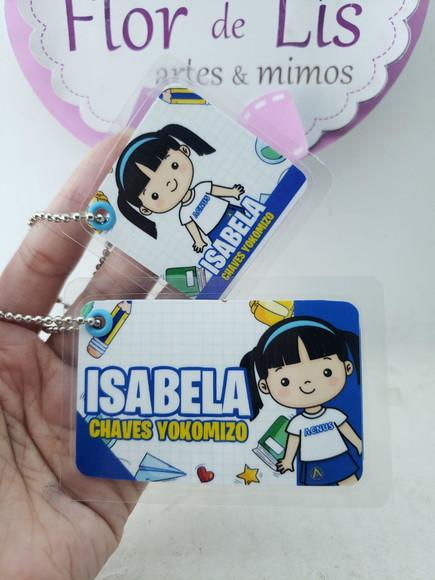 Tag Chaveiro Escolar Menina para Mochila e Lancheira