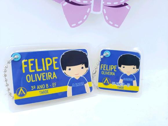 Tag Chaveiro Escolar Menino para Mochila e Lancheira