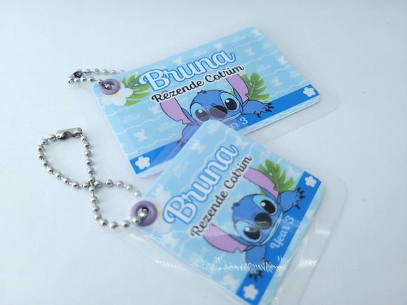 Tag Chaveiro Escolar Stitch Menina para Mochila e Lancheira