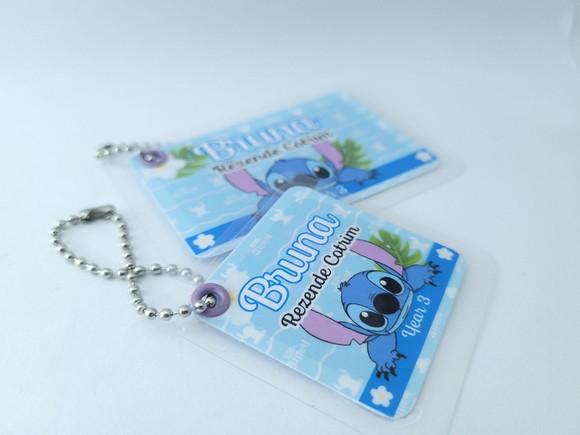 Tag Chaveiro Escolar Stitch Menina para Mochila e Lancheira