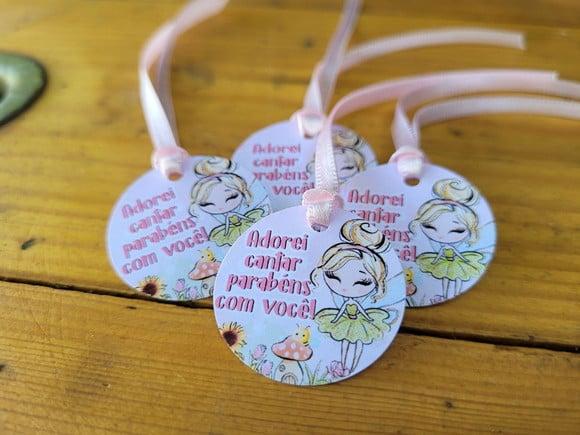 Tag para Pendurar Jardim Encantado das Fadas com Fita