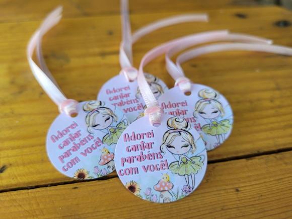 Tag para Pendurar Jardim Encantado das Fadas com Fita