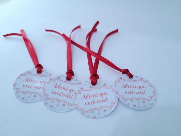 Tag para Pendurar Jardim Floral Aquarela com Fita