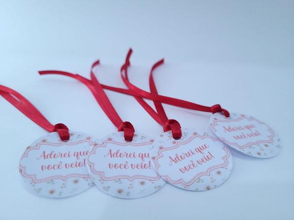 Tag para Pendurar Jardim Floral Aquarela com Fita