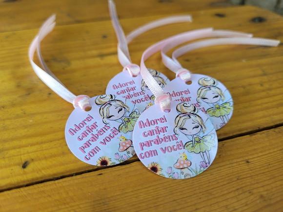 Tag para Pendurar Jardim Encantado das Fadas com Fita