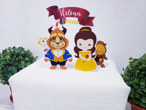 Topo de Bolo a Bela e a Fera Cake Topper Mesversário