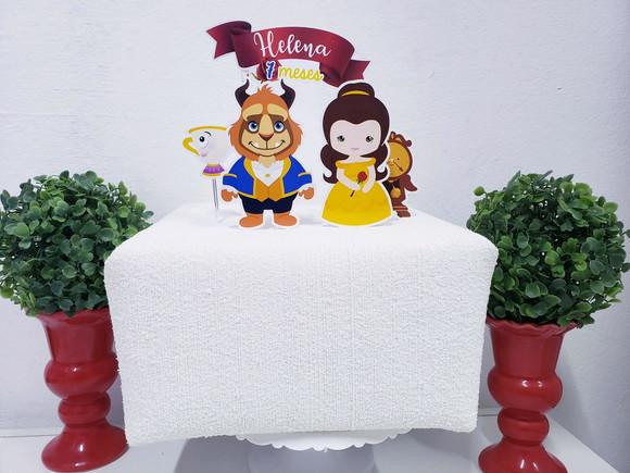 Topo de Bolo a Bela e a Fera Cake Topper Mesversário