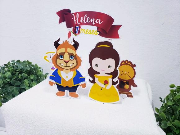 Topo de Bolo a Bela e a Fera Cake Topper Mesversário