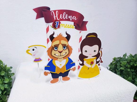 Topo de Bolo a Bela e a Fera Cake Topper Mesversário