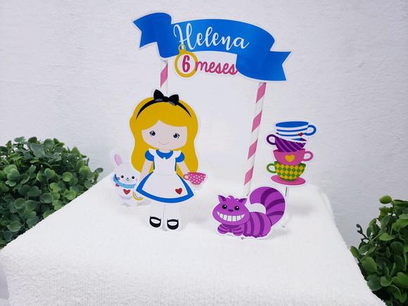 Topo de Bolo Alice no País das Maravilhas Topper Mesversário