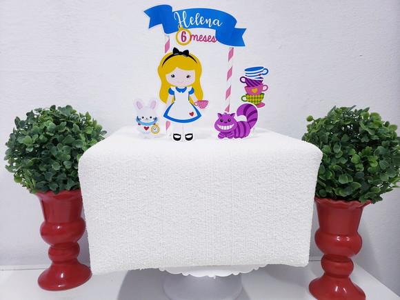 Topo de Bolo Alice no País das Maravilhas Topper Mesversário